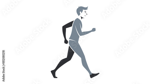 A stylized illustration of a person running with one side darker than the other
