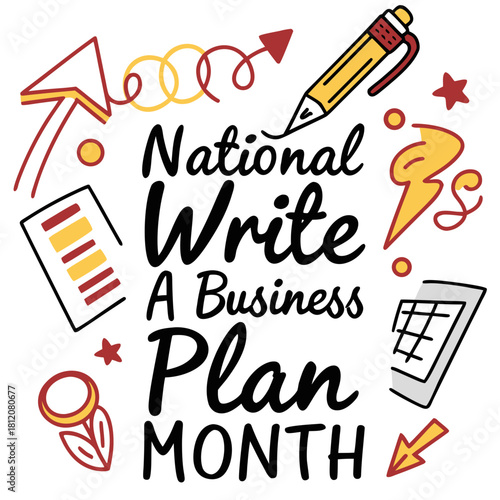 NATIONAL WRITE A BUSINESS PLAN MONTH vector illustration 