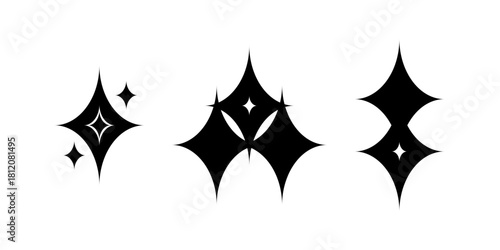 Shining Neo tribal Element y2k gothic style tattoo Cyber sigilism spikes and sparks for streetwear print designs, spiky y2k aesthetic vector set