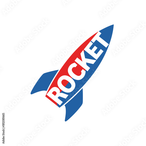 Rocket Ship Logo with Red, White, and Blue Colors