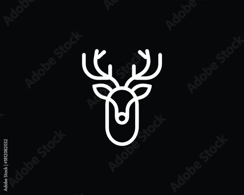 Deer outline linear antlers head