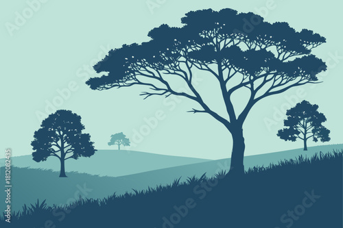 Peregrine Falcon on Savannah Ground Vector Illustration - Sepia Duotone Graphic