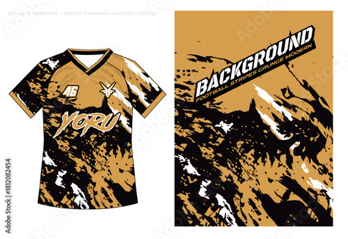 sublimation jersey design sporty abstract brush fire grunge pattern background halftone marble texture vector illustration flame black gold	