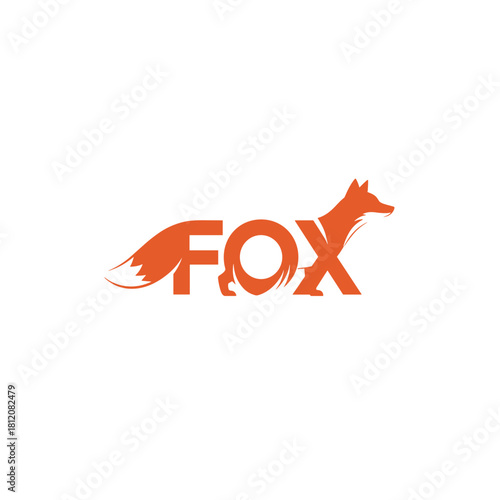 Clever Fox Logo Design with Orange Text and Animal Silhouette
