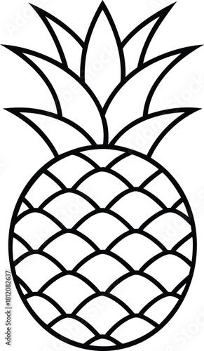 Vector illustration of a fresh, sweet, and juicy tropical pineapple and apple fruit isolated on white