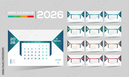 2026 desk vector calendar design