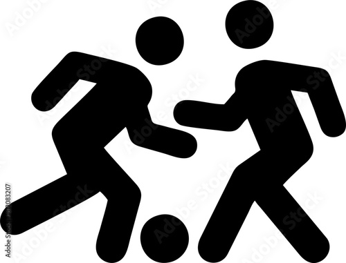 Two Soccer Players Silhouette Competing for the Ball