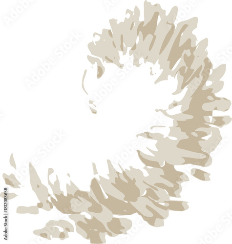 Elegant spiral arrangement of delicate white flower petals on a stark black backdrop