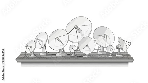 Array of satellite dishes on a platform