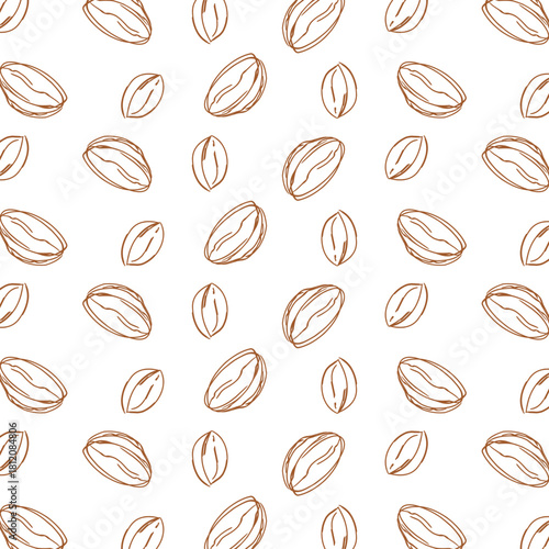 Simple doodle of brown coffee beans seamless pattern