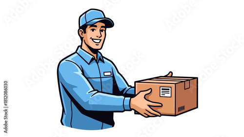 Delivery person holding a package
