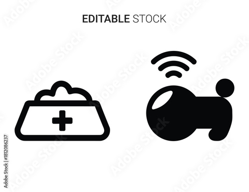 Pet health monitoring and smart animal tracking technology modern app icons set vector