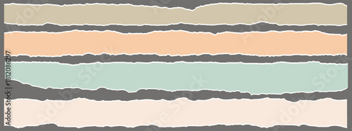 Torn sheets of paper. realistic seamless torn or ripped paper. collection of torn, jagged border, Scrap grunge banner or office notebook strip. Tear message label or page as ornament.