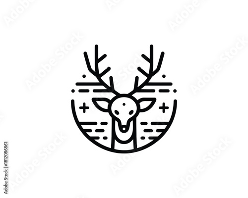 Deer head in circular landscape
