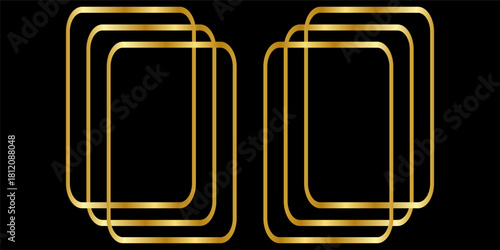 Golden thin frame set. Gold geometric borders in art deco style. Thin linear radiance rectangular shape collection. geometric, gold background, frame vector, gold vector, frame set, luxury