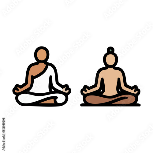 Silhouette vector illustration of a man practicing yoga and meditation in a calm lotus pose
