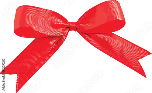 Festive red ribbon bow perfect for gift wrapping use