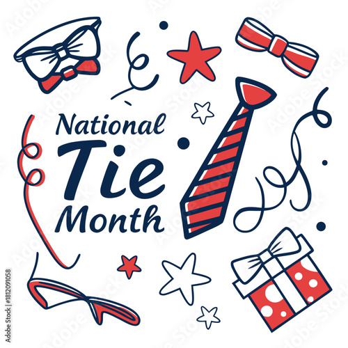 NATIONAL TIE MONTH vector illustration 