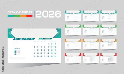 2026 desk vector calendar design
