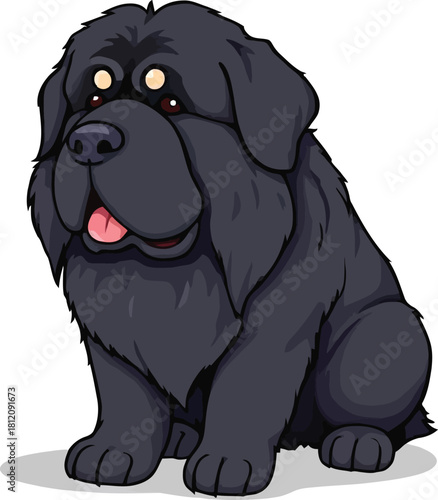 Cute cartoon a illustrator vector Newfoundland dog