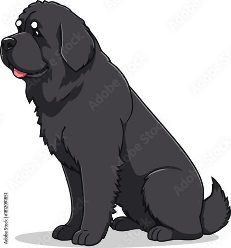 Cute cartoon a illustrator vector Newfoundland dog