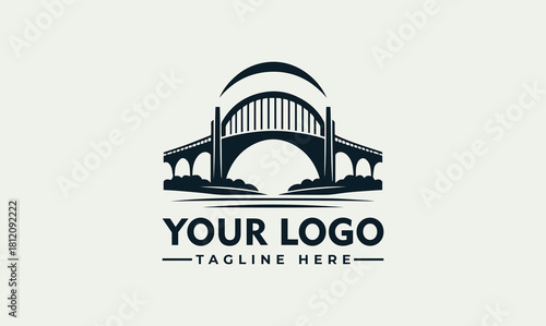 Vector illustration of a majestic arch bridge, an elegant logo concept for architecture, engineering or business branding