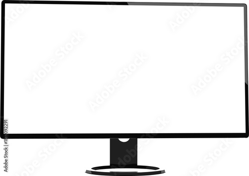 Realistic vector illustration of a contemporary desktop PC display screen with a wide aspect ratio and stand, ready for custom graphic insertion.