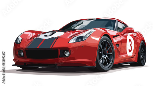 Sleek Red Sports Car with Black Stripe - Dynamic Automotive Image
