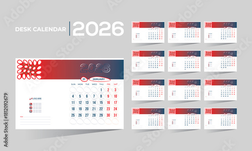 2026 desk vector calendar design