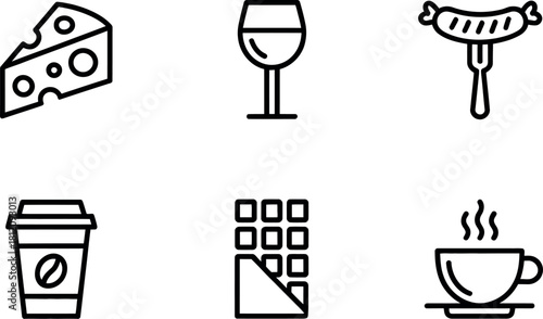 Food and drink icons isolated on