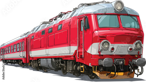 Modern Red Train with White Stripe Vector Illustration for Design Projects