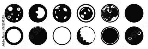 winter moon icon set. silhouette Vector illustration.