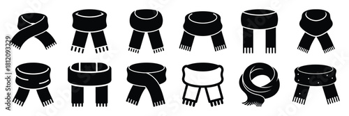 winter scarf icon set. silhouette Vector illustration.