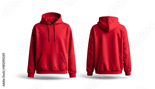 Versatile blank red hoodie apparel mockup, ideal for showcasing new fashion catalog designs and modern clothing collection launches