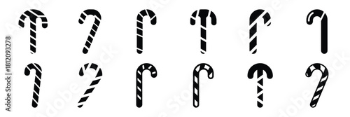 candy cane icon set. silhouette Vector illustration.
