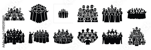 christmas choir icon set. silhouette Vector illustration.