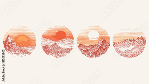 Stunning Sunset and Mountain Vectors Collection