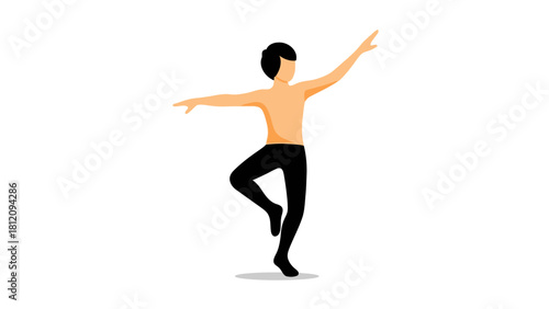 Minimalist illustration of a shirtless person in black leggings dancing