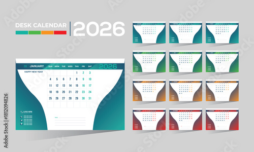 2026 desk vector calendar design