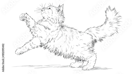 Cute Cat Dancing Coloring Page Vector Illustration
