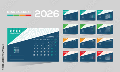 2026 desk vector calendar design