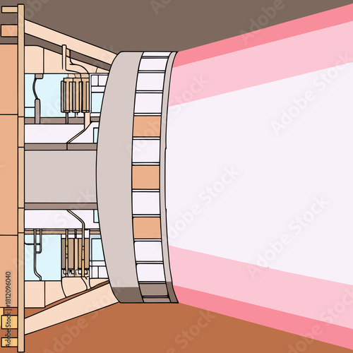 Illustration of a tunnel boring machine excavating a tunnel