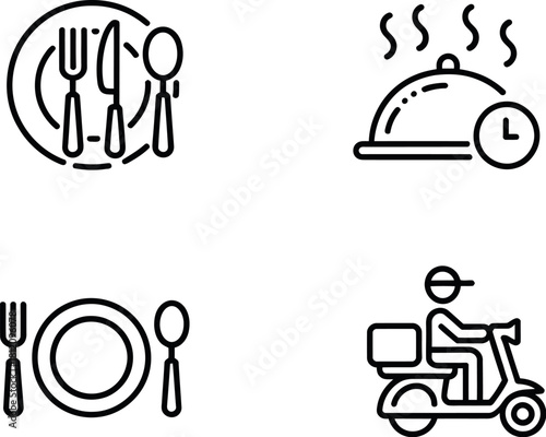 Food delivery icon set isolated on
