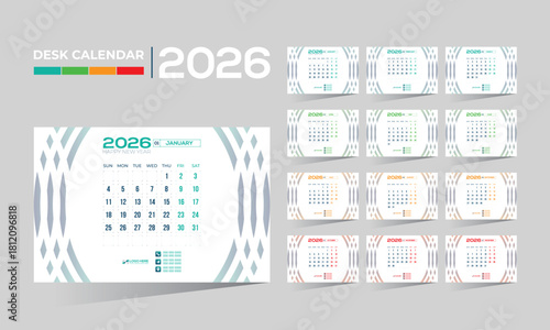 2026 desk vector calendar design