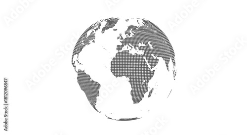 Abstract Representation of Earth Globe with Dotted Texture on a White Background