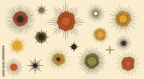 Aesthetic retro sunburst pattern with earthy tones evokes vintage charm and warmth