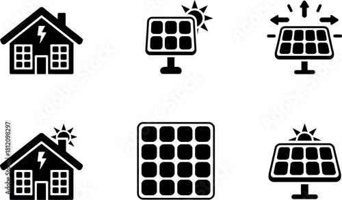 Solar panel icon set isolated on