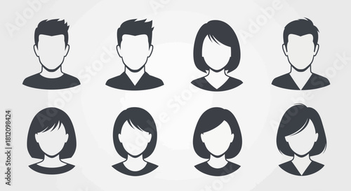 Diverse avatar collection: Faceless representations of men and women for design projects