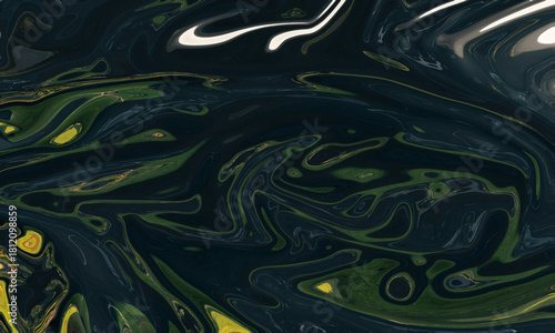 Abstract dark liquid with swirls of color