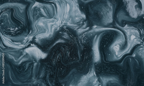 Abstract dark blue and silver metallic swirls